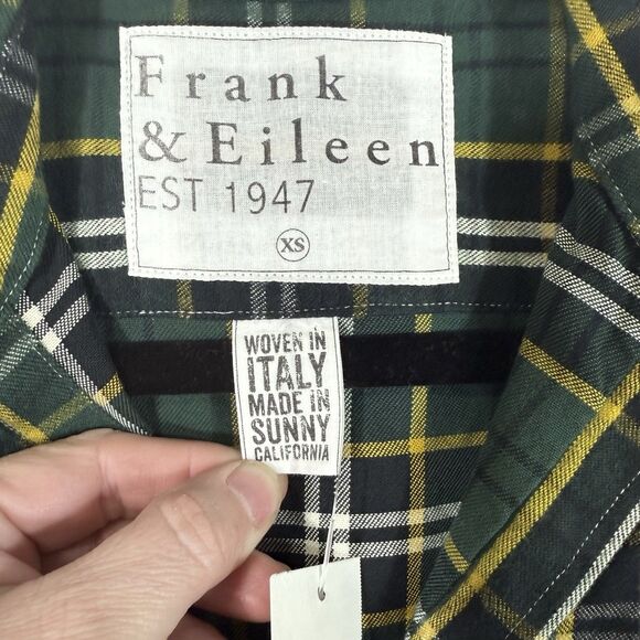 NEW Frank & Eileen Green Plaid EILEEN Flannel Button Up Top Shirt Size XS Preppy - Picture 3 of 12